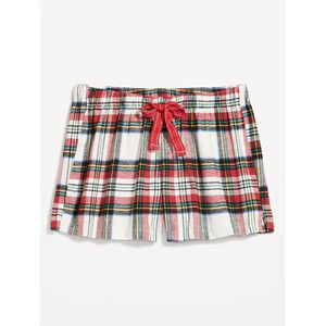 Old Navy Womens Flannel Pajama Shorts‎ Red White Plaid Holiday Sleepwear 3X NEW